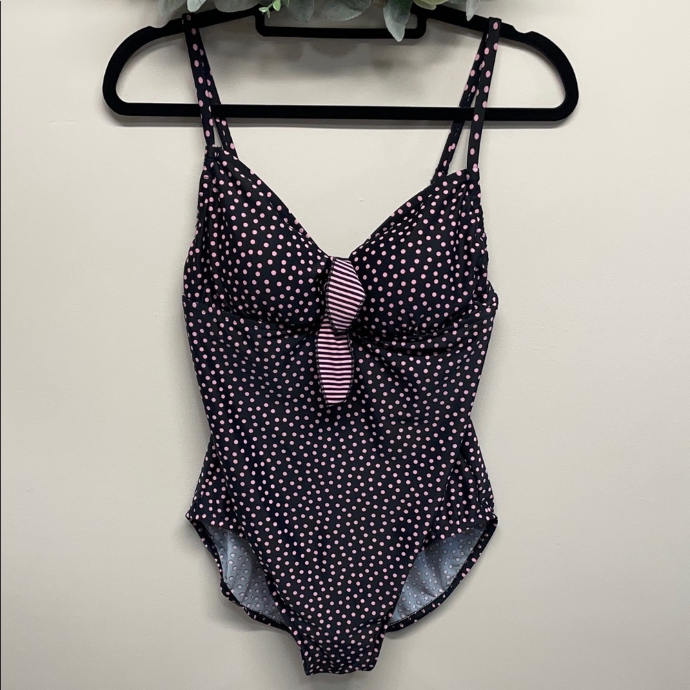 Maxine Black and Pink Polka Dot One Piece Swimsuit 14